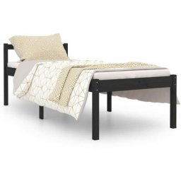 Cadre de lit Noir Bois massif 75x190 cm Petit simple Vidaxl Black