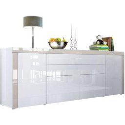 Buffet Commode Dressoir Crédence La Paz V2 Blanc, haute brillance, tons naturels - Blanc haute