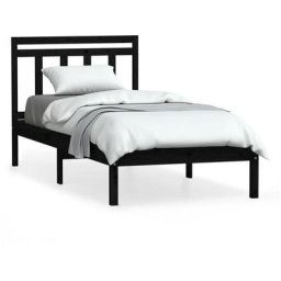 Cadre de lit Noir Bois de pin massif 100x200 cm Vidaxl Black