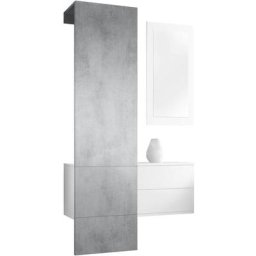 Garderobe Meubles d'entrée Carlton Set 2 Blanc - haute brillance & tons naturels - Panneau en