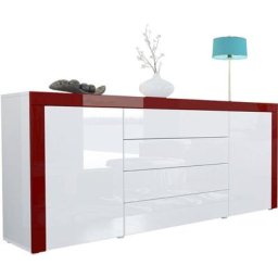 Buffet Commode Dressoir Crédence La Paz V1 Blanc, haute brillance, tons naturels - Blanc haute