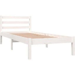 Cadre de lit Bois de pin massif 75x190 cm Blanc petit simple Vidaxl White