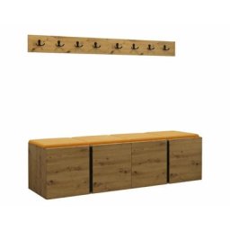 Mobilier1 - Ensemble entrée Hartford 276, Manila 32, 168x46cm, Chêne artisanal, Tapisserie,