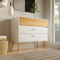 Commode ¨¤ 3 tiroirs, buffet haut pour la chambre ¨¤ coucher et tous les salons -Blanc