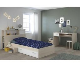PARISOT Chambre enfant complete Tete de lit + lit + bureau - Style contemporain - Décor acacia