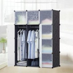 Armoire Penderie Étagère de Rangement en Plastique Meuble de Rangement Portable pour Vêtements