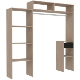 Dressing bois extensible avec penderie, étagères et tiroirs elysee - Bois