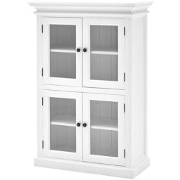 Halifax Armoire vitrine avec 4 portes vitrées, blanc.
