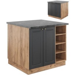 Îlot de cuisine „Fame-Line“ Chêne/Anthracite-Or style rustique Vicco