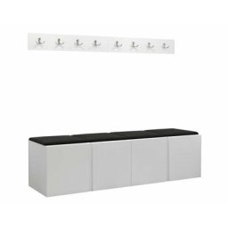 Ensemble entrée Hartford 276, Faux cuir Soft 011, 168x46cm, Blanc, Faux cuir, Stratifié, Mural, Mis