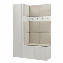 Ensemble entrée Miami 393, Blanc, 186x124x44cm, Blanc, Stratifié, Tapisserie, Mural, Mis - Blanc