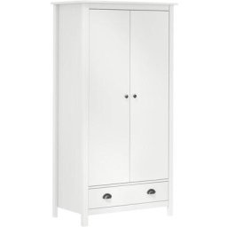 Garde-robe à 2 portes Hill Blanc 89x50x170cm Bois de pin solide Vidaxl White