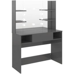 Table de maquillage avec éclairage led 100x40x135 cm mdf Vidaxl Gris brillant