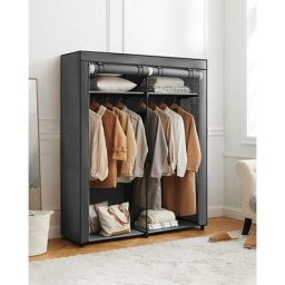 Armoire de Rangement, Penderie Portable avec Barre de Suspension, Porte-vêtements Pliable,