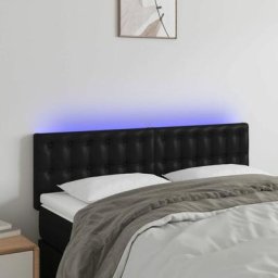 Armoire de tête de lit - Moderne Tête de lit à led Noir 144x5x78/88 cm Similicuir FR2327