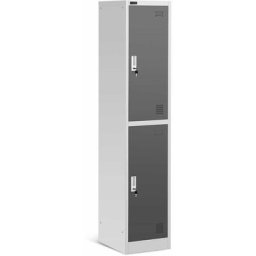 Vestiaire Métallique 2 Portes Armoire En Acier Casier Industriel Tringle 4 Clés - Gris foncé, Gris
