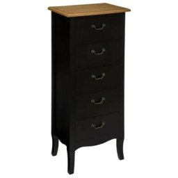 Atmosphera - Meuble commode chiffonnier 5 tiroirs Chrysa - Noir - l 45 x p 30 x h 113 cm