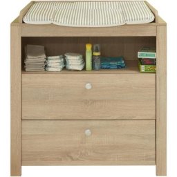 Olja Commode à langer avec 2 tiroirs et 1 tablette de rangement, imitation chêne. - Naturelle