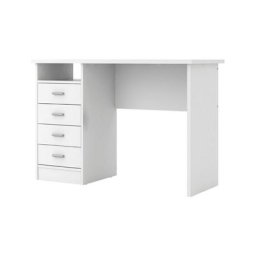 Fula Bureau 4 tiroirs et 1 tablette de rangement, blanc. - Blanc