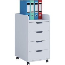 Konal Maxi Commode de rangement d'archives, 1 plateau et 4 tiroirs, blanc. - Blanc