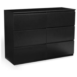 Commode 6 tiroirs tomi bois noir - Noir