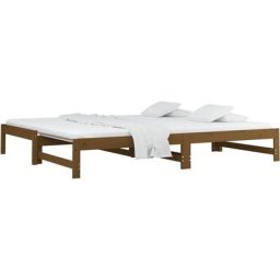 Lit coulissant Marron miel 2x(90x200) cm Bois de pin solide Vidaxl marron miel