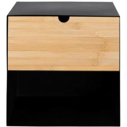 Hellin - Chevet suspendu cube en métal et bambou 1 tiroir 1 niche - janie - Chêne