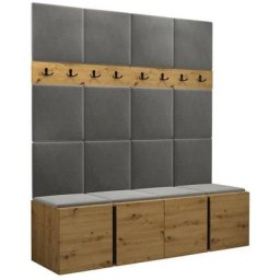 Ensemble entrée Hartford 268, Manila 16, 186x168x46cm, Chêne artisanal, Stratifié, Tapisserie,