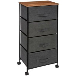 Rangement - 4 tiroirs à roulettes - Gris foncé - Livraison gratuite - Gris