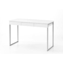 Fula Bureau 3 tiroirs, blanc et acier.