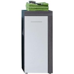 MiamiMaine Armoire de rangement pour salle de bain, 1 porte, argent fumé, blanc. - Blanc