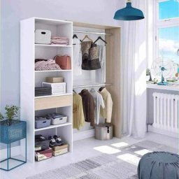 Armoire Armoire ouverte, Dressing, avec 5 étagères ouvertes, 1 tiroir et deux cintres, Couleur