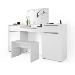 Coiffeuse ""Lilli"" Blanc avec banc et éclairage led Vicco