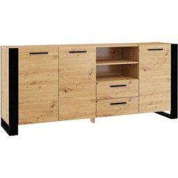 Commode - Nuka - l 197 x p 45 x h 87 cm - Beige - Livraison gratuite - Beige