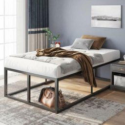 Joseph Lit 1 personne 90x190 cm cadre en métal noir Hauteur 45,7 cm - Noir - Zinus