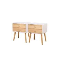 Lot de 2, Table de Nuit, Armoire de Chevet avec 2 tiroirs, Armoire Latérale, Armoire de Rangement,