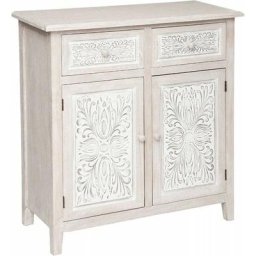 Buffet 2 portes 2 tiroirs - Blanc - l 80 x p 34,5 x h 85 cm - Collection Terracotta sunrise