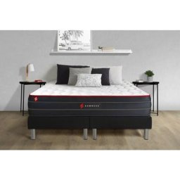 Ensemble matelas sommier Boost 200 x 200 cm - Couleur : Noir - Noir