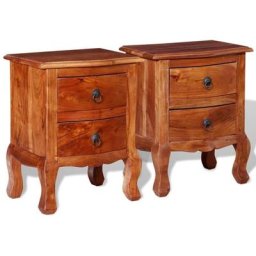 Tables de chevet avec tiroirs 2 pcs Bois d'acacia massif vidaXL - N/A