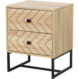 Homcom - Table de chevet table de nuit style graphique 48L x 39,5l x 60H cm 2 tiroirs métal noir