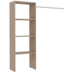 Dressing bois avec 3 étagères et une penderie : 160 x 40 x 180 cm elysee - Bois