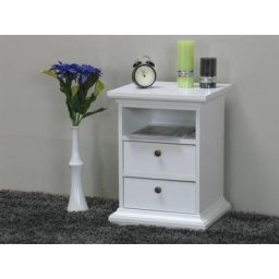Venedig Table de chevet largeur 43 cm, hauteur 58 cm, blanc. - Blanc