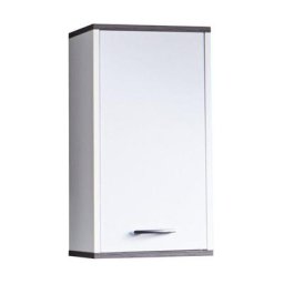 CaliforniaSanDiego Armoire murale de rangement pour salle de bain, 1 porte, blanc, argent fumé.