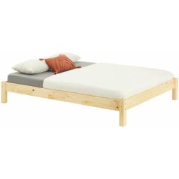 Lit futon taifun lit double pour adulte et enfant 140 x 190 cm, en pin massif finition vernis