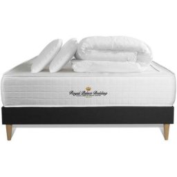Ensemble matelas sommier Windsor 140 x 190 cm - Couleur : Noir avec 2 oreillers et couette - Noir