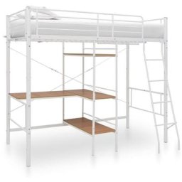 Lit superposé avec cadre de table Blanc Métal 90x200 cm Vidaxl Blanc