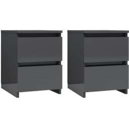 Tables de chevet 2 pcs Gris brillant 30 x 30 x 40 cm Aggloméré Vidaxl gris brillant