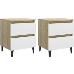 Tables de chevet 2 pcs Blanc et chêne sonoma 40x35x50 cm vidaXL - Blanc et chêne sonoma