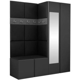 Ensemble entrée Hartford 278, Faux cuir Soft 011, 186x158x46cm, Miroir, Graphite, Stratifié, Faux