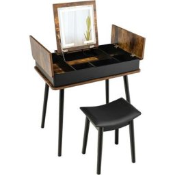 Coiffeuse avec Tabouret et Miroir led de 3 Couleurs Interrupteur Tactile Port usb, Table de